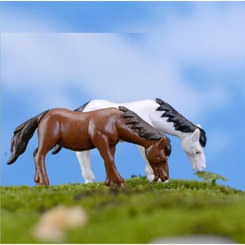Horse Figures decorative Couple mini fairy garden Aquarium fish tank animals statue resin craft TNA061
