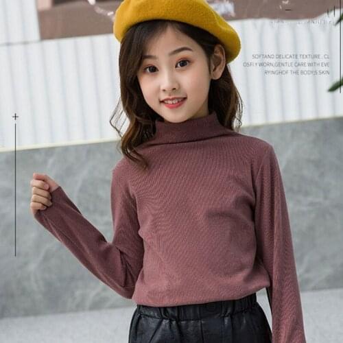 Kids Girls Solid T-shirt Turtleneck Underwear Tops 2021 New Arrival Casual Thin Warm Underwear Tops Princess Clothing For 3-13Y