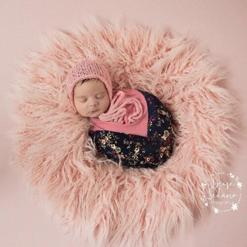 Baby Round Blanket Photography Faux Fur Newborn Photo Shoot Background Basket Filler for Newborn Baby Photography Accessories