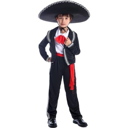 Halloween Mexico Musician Mariachi Amigo Costume Anime Coco Ernesto de la Cruz Cosplay Uniform Child Boy Purim Fancy Dress