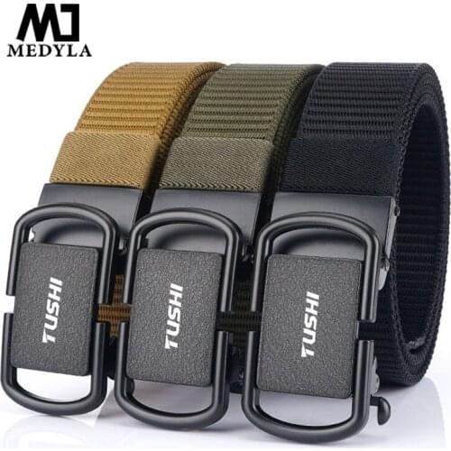 MEDYLA Canvas belt New Mens Tactical Belt Hard Metal Black Automatic Buckle Military Nylon Belt Real Nylon Sports Belt