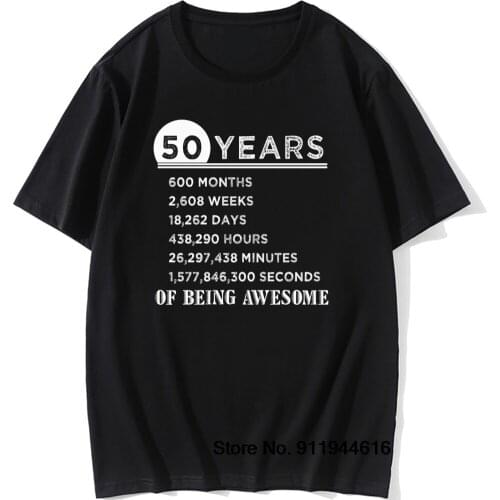 Vintage 50th Birthday Gift Idea T-Shirt Retro 50 Years Old Of Being Awesome Anniversary T Shirt Cotton Old Man Present Tops Tees