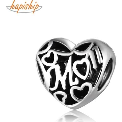 Hapiship 2020 Original Daisy Fashion Romantic Mothers Day Heart Charm Beads Fit Charm Bracelet Female DIY Jewelry Making CZ115