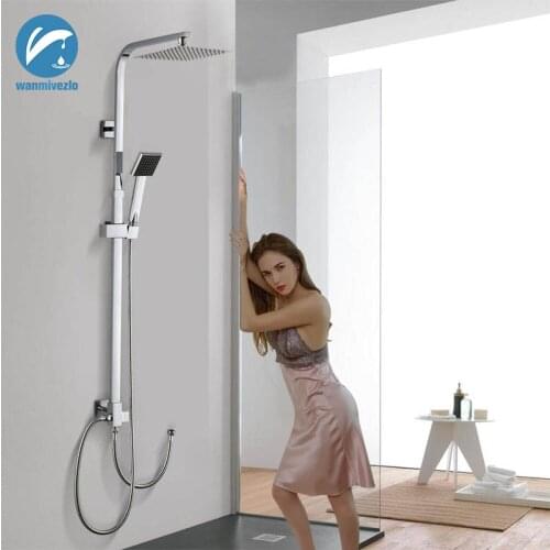 Chrome Bathroom Rainfall shower Faucets set Wall Mounted Shower mixer Tap 8'' Shower Head Bathroom Mixer Shower Bathtub Taps