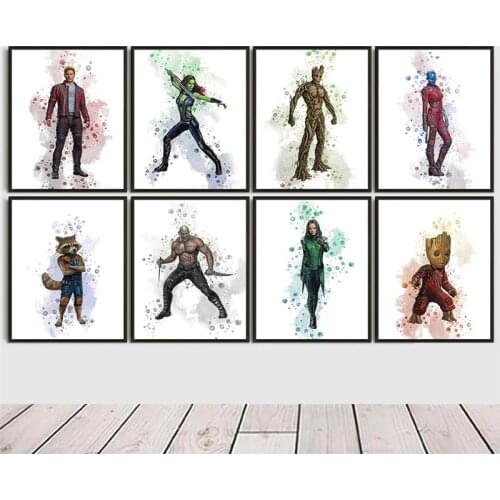 Canvas Painting disney Guardians Of The Galaxy Avengers Movie Poster Print Wall Art Tree Man Groot Picture Boy Kid Bedroom Decor