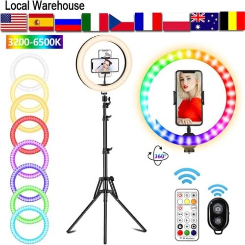 10inch rgb ring light led light panel photography profissional trepied 200cm makeup kit photo studio iluminación fotográfica