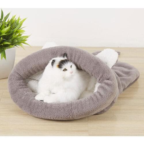Cute Cat Sleeping Bag Warm Dog Cat Bed Pet Dog House Lovely Soft Pet Cat Mat Cushion High Quality Products Lovely Design 3Colors