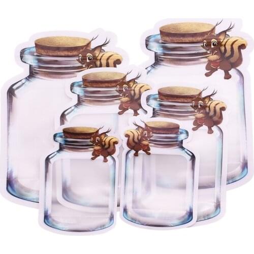 Squirrel Reusable Mason Jar Bottle Ziplock Bag Transparent Fresh Nut Snack Food Bag Seal Kitchen Refrigerator Storage Organizer