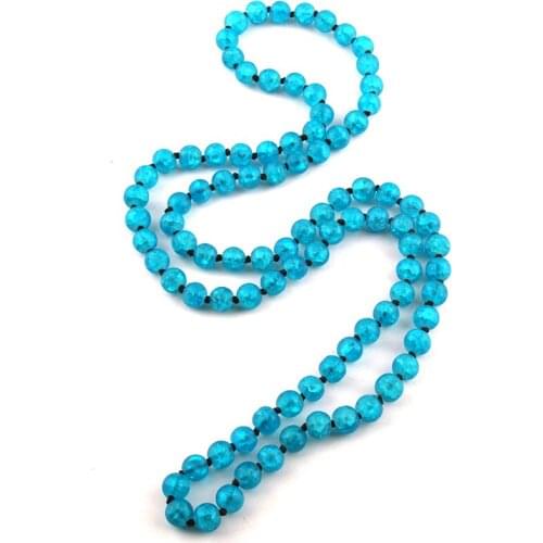 MOODPC Fashion 90cm Popcorn Glass Long Knotted Necklaces For Women