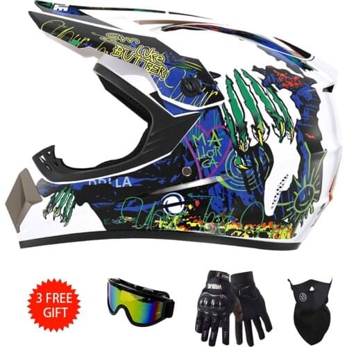 Send 3 pieces gift motorcycle helmet children off-road helmet bike downhill AM DH cross helmet capacete motocross casco