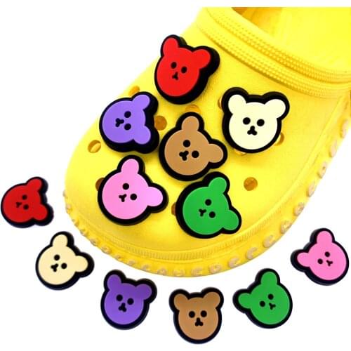 Wholesale Mix 100PCS Animal Croc JIBZ Decoration Cartoon Bear Icon Shoes Charms For Kids Gifts Colorful Hole Slipper Accessories