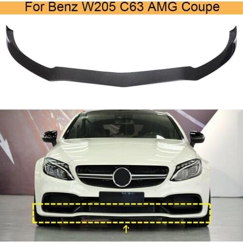 Car Front Bumper Lip Chin Spoiler for Mercedes-Benz C Class W205 C205 C63 AMG Coupe 2015 - 2019 Front Bumper Lip Carbon Fiber