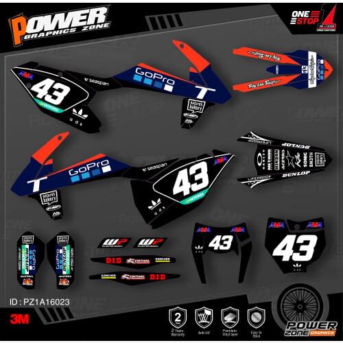 PowerZone Custom Team Graphics Backgrounds Decals 3M Stickers Kit For KTM SX SXF MX 16-18 EXC XCW Enduro 17-19 125 to 500cc 23