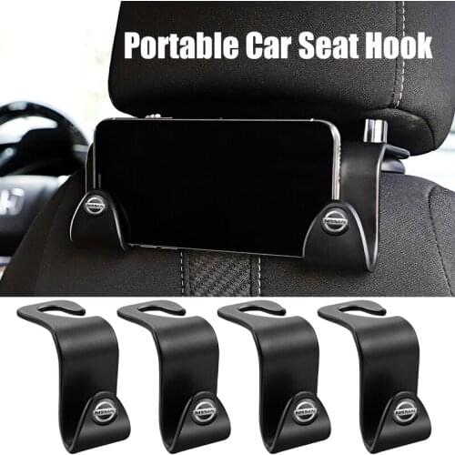 2/4Pcs Portable Car Seat Back Hook Holder Hanger Bag Cloth Interior Accessories For Nissan Qashqai Juke 350z Navara Micra Patrol