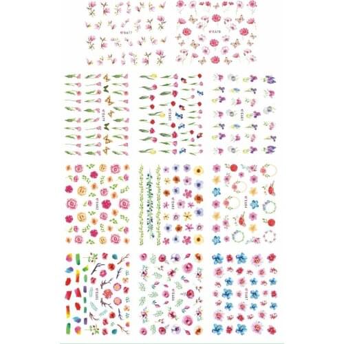 11 PCS / LOT SIMULATION SELF-ADHESIVE 3D NAIL TATTOOS STICKER SLIDER FLOWER TULIP FREESIA CYCLAMEN DEER HORN E677-687