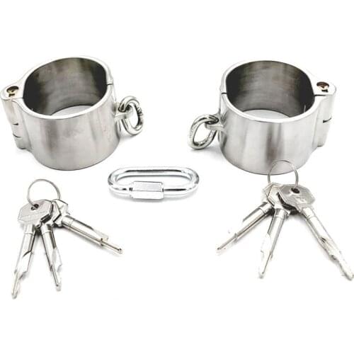 Removable Metal Handcuffs Slave Restraints BDSM Bondage Fetish Stainless Steel Hand Cuffs Sex Toys For Couples Adult Games