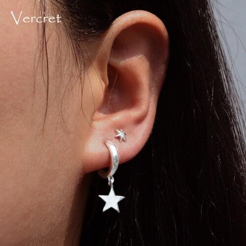 Silver Small Hoop Earrings Mini Cartilage Endless Hoop Earrings For Girls Star Earrings Hoop