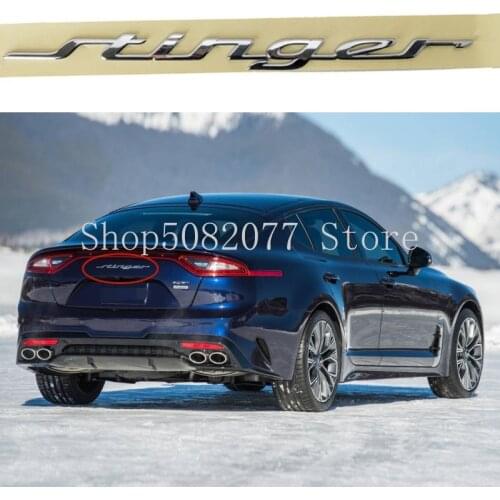 Handwriting Style Letters Emblem Badge Car Styling Middle Trunk Logo for Kia STINGER Sticker ST Line Black Chrome