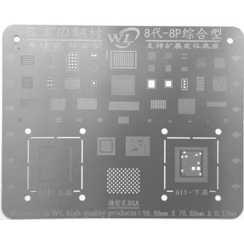WL Good Quality Steel Materi for iphone 8 7p 7 6sp 6s 6 plus 6 5s 5c 5g reball stencil A11 A10 A9 A8 A7 CPU for ipad stencil Tin