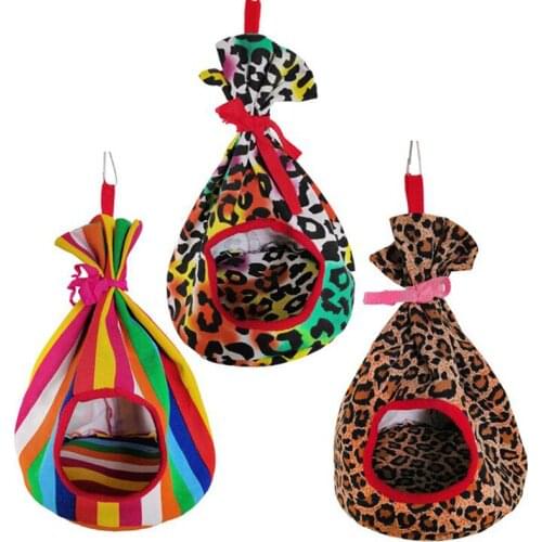 Funny Parrot Hammock Sleeping Bed Nest Birds Small Hanging Cage Pocket Bag Canvas Pad Parakeet Hamster Round Funny Cute Creative