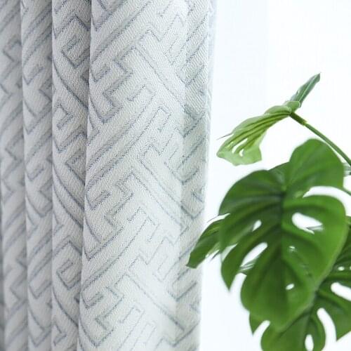 Custom curtain modern Nordic geometry Jacquard Yarn-dyed cotton shading bedroom livingroom window thick blackout curtain M985