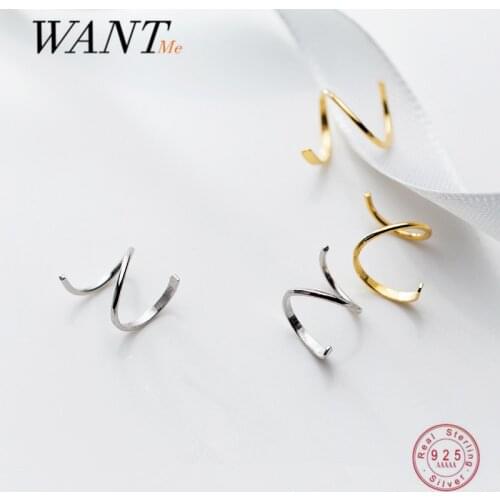 WANTME Genuine 925 Sterling Silver Rotating Snakelike No Pierced Ear Clips On Earring for Women Korean Charming Ear Cuff Jewelry