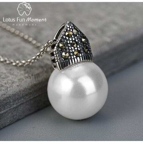 Lotus Fun Moment Natural Mother of Pearl Pendant Necklace Real 925 Sterling Silver Handmade Fine Jewelry Acessorios for Women