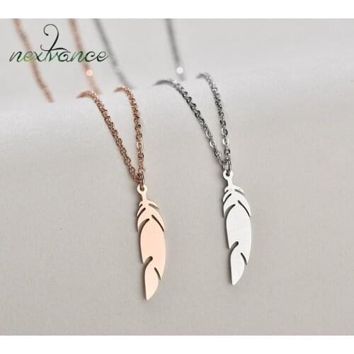 Nextvance Charm Feather Pendant Clavicle Choker Tassel Silver Color Necklace For Women Collier kolye