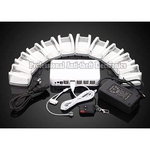 10 port mobile phone smartphone retail alarms security remote control display system 10 pcs charging cable 10 pcs acrylic holder