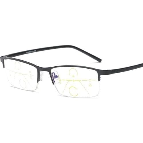 2019 Half-rim Ultralight Tr90 Leg Far And Near Progressive Multifocal Anti-blue Reading Glasses +0.75 +1.25 +1.5 +2 +1.75 To +4