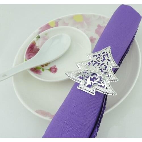 50pcs/lot Christmas tree napkins napkin ring hollow silver buckle, hotel table decoration napkin ring