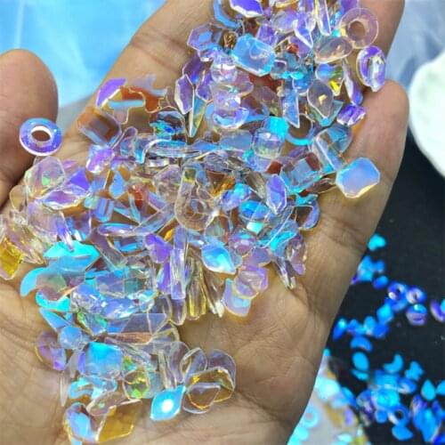 50pcs Mix Shape Nail Rhinestones Shiny Glass Nail Decoration Transparent AB Nail Rhinestones Crystal Glitter Nail Stones
