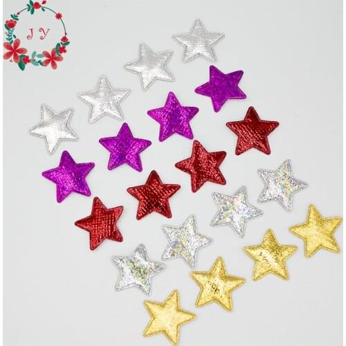 500PCS/lot Metallic iridescent Fabric Star Appliques 25mm Mini Star Patches for Party Decoration, Confetti, Scrapbooking
