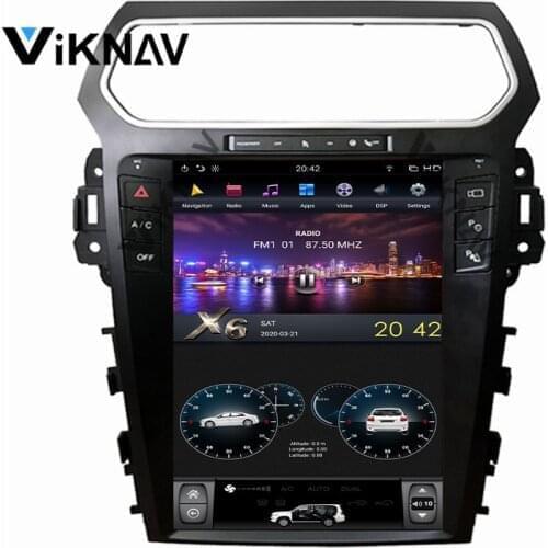 Car radio GPS navigator 12.1 inch for-Ford Explorer 2011-2019 auto 2 din Android system multimedia player vertical touch screen