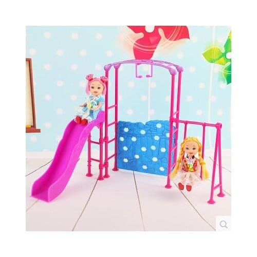 Free Shipping,doll Amusement Park Slide swing accessories for Barbie Doll,girl play house