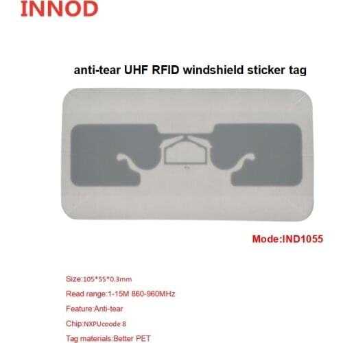 Parking access control anti-tamper epc gen2 vehicle rfid glass tag writable long range 840-960mhz uhf rfid windshield tag label