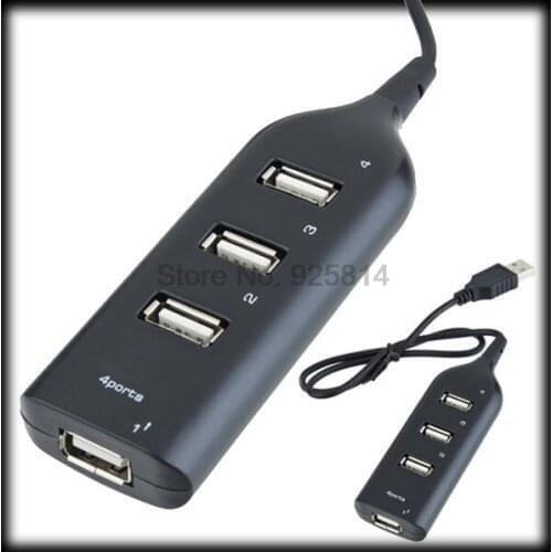 By dhl or ems 100pcs Mini 4 Port USB 2.0 Hub 60cm Cable Length USB Port For Laptop PC Computer Laptop Peripherals Accessories
