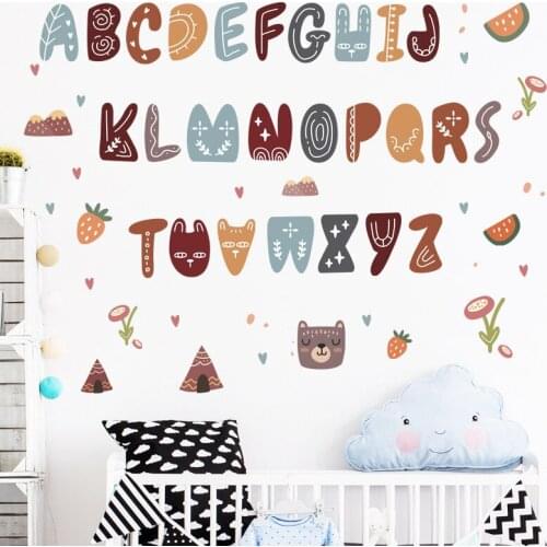 DIY Puzzle 26 English Alphabet Wall Sticker for Kids Cartoon Animal Stickers for Childrens Room Kindergarten Study Room Decor