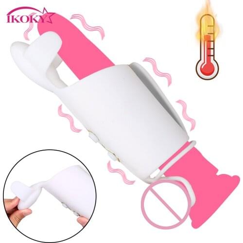 IKOKY Heating Male Masturbator Penis Delay Trainer Sex Toys for Men Electric Pulse Vibrator Masturbation Cup Glans Massager