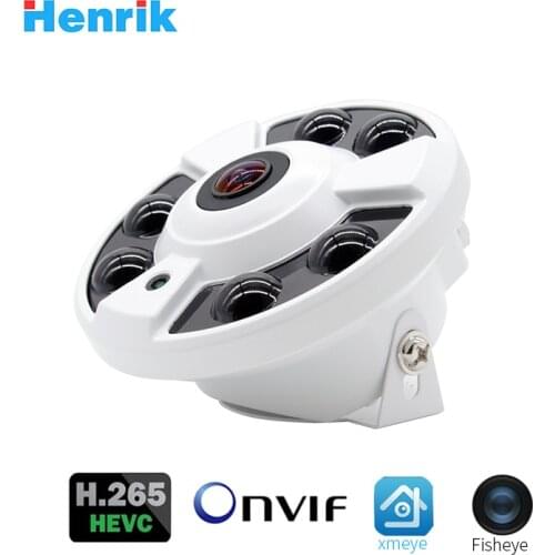 Fisheye HD 3MP 6 Array LED IR Night Vision Panoramic Audio IP Camera Security ONVIF P2P CCTV Cam System with IR-Cut Optional 5MP