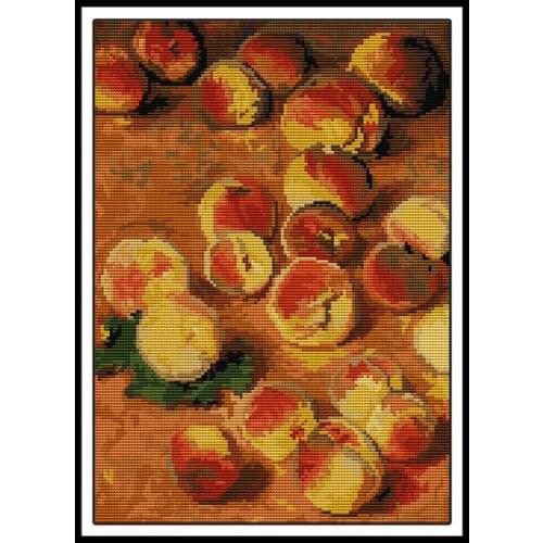 Oil Painting Peaches Patterns Counted Cross Stitch Kits for Embroidery Kit 14ct 11ct Printed Canvas DIY Handmade Needlework Sets