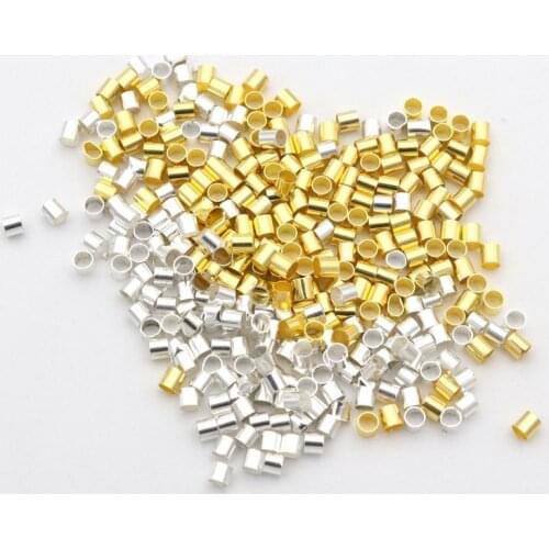 1000pcs 1.5mm 2mm Gold SilverColor Metal Tube Loose Spacer Beads For Jewelry Finding Handmade Jewelry Necklace Diy Accessories