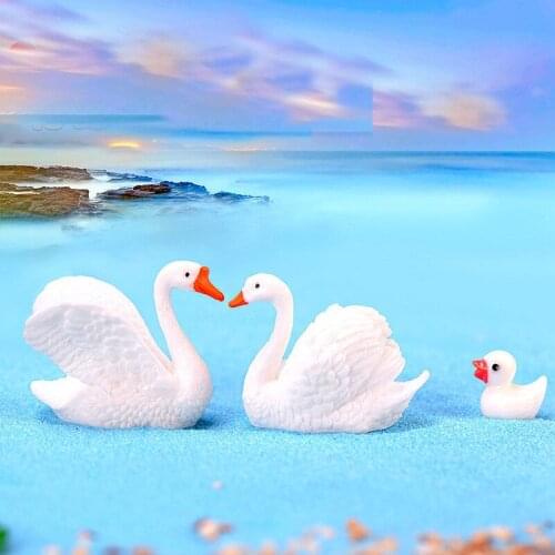Swan Brid Lovers Mini Animal Duck Cake Ornament Craft Garden Bonsai Decor Miniature Dollhouse Home Decoration DIY Accessories