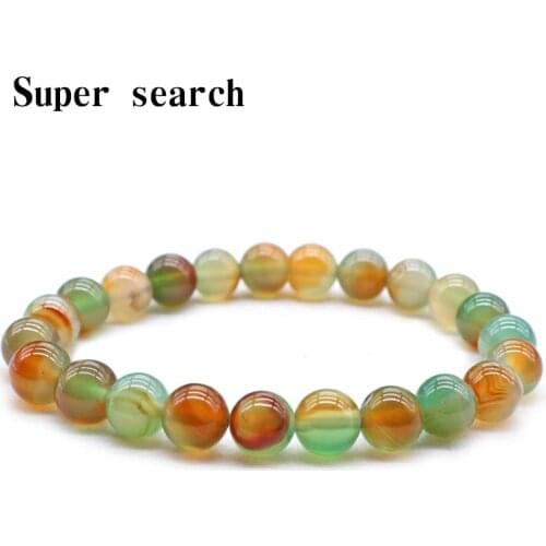Natural Stone Green yellow Peacock Agates Bracelets Round beads 6/8/10/12mm Size for Women Men Fashion Jewelry Bracelets