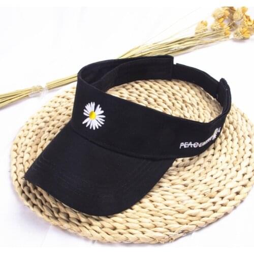 New summer men women casual cotton flower embroidery visor cap Holiday beach Topless Sun hat casquette gorros