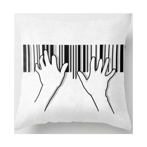New Arrival Barcode Pianist Black White Luxury Printing Square Pillowcase Throw Pillow Sham Nice Pillow Case