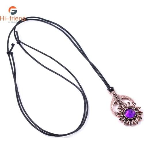 Game The Elder Scrolls V Necklace Morrowind Collars Amulet of Mara Purple Crystal Sunflower Necklace for Women Man Gift Jewelry