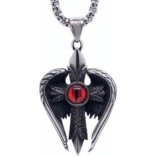 Punk Gothic Style Angel Wings Cross Vintage Pendant Necklace Glamour Mens Rock Jewelry