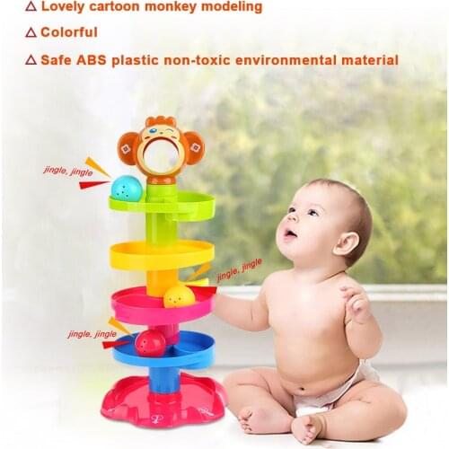 Baby Childern Tower Puzzle Rolling Ball Bell Stackers Toys Kids Developmental Toy Train Babys Ability of Thinking and Operation