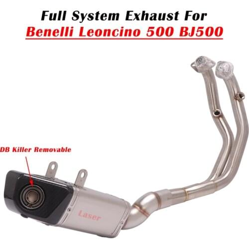 Full System Exhaust For Benelli Leoncino 500 BJ500 Motorcycle Escape Modified Mid Front Link Pipe Carbon Fiber Muffler DB Kille